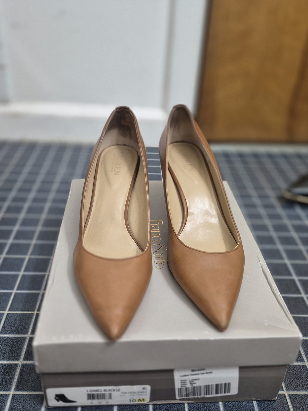 Lauren Ralph Lauren Women's Pointed Toe Cognac Leather Pumps